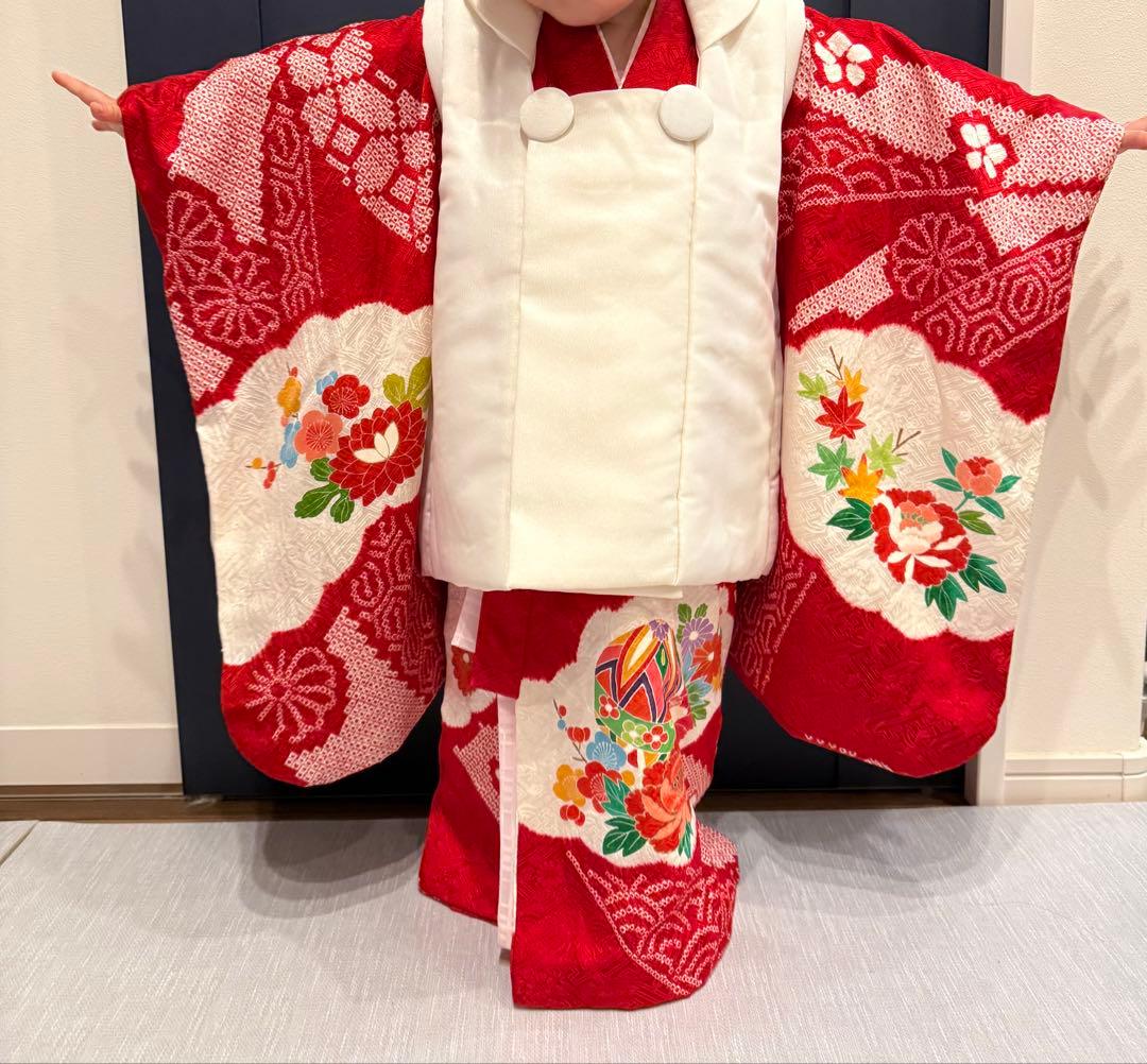 3歳着物　七五三　正絹　絞り　お着物　長襦袢　セット