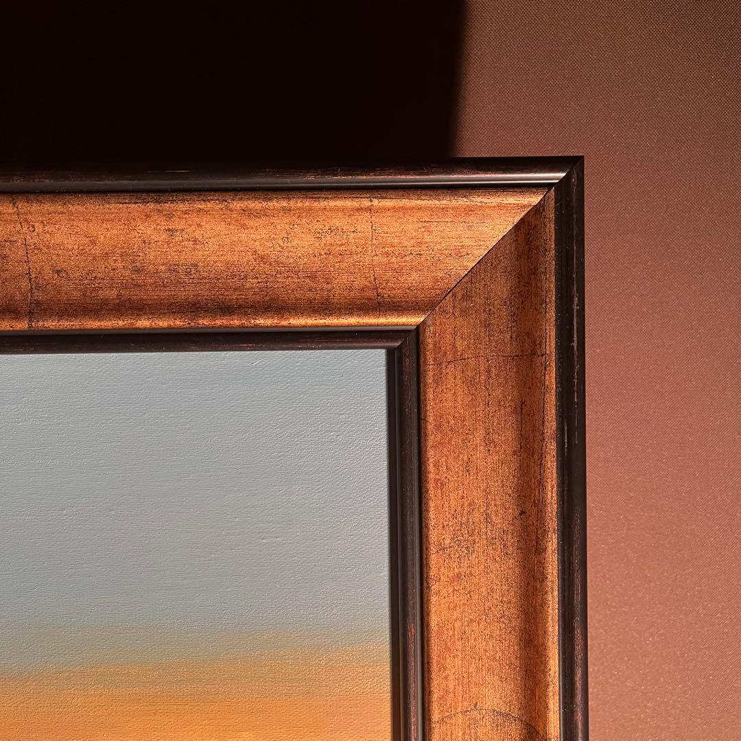 ★特大秀作★ 手書き油絵 ゴールドマウンテン 肉筆絵画 額付 インテリア 油彩画