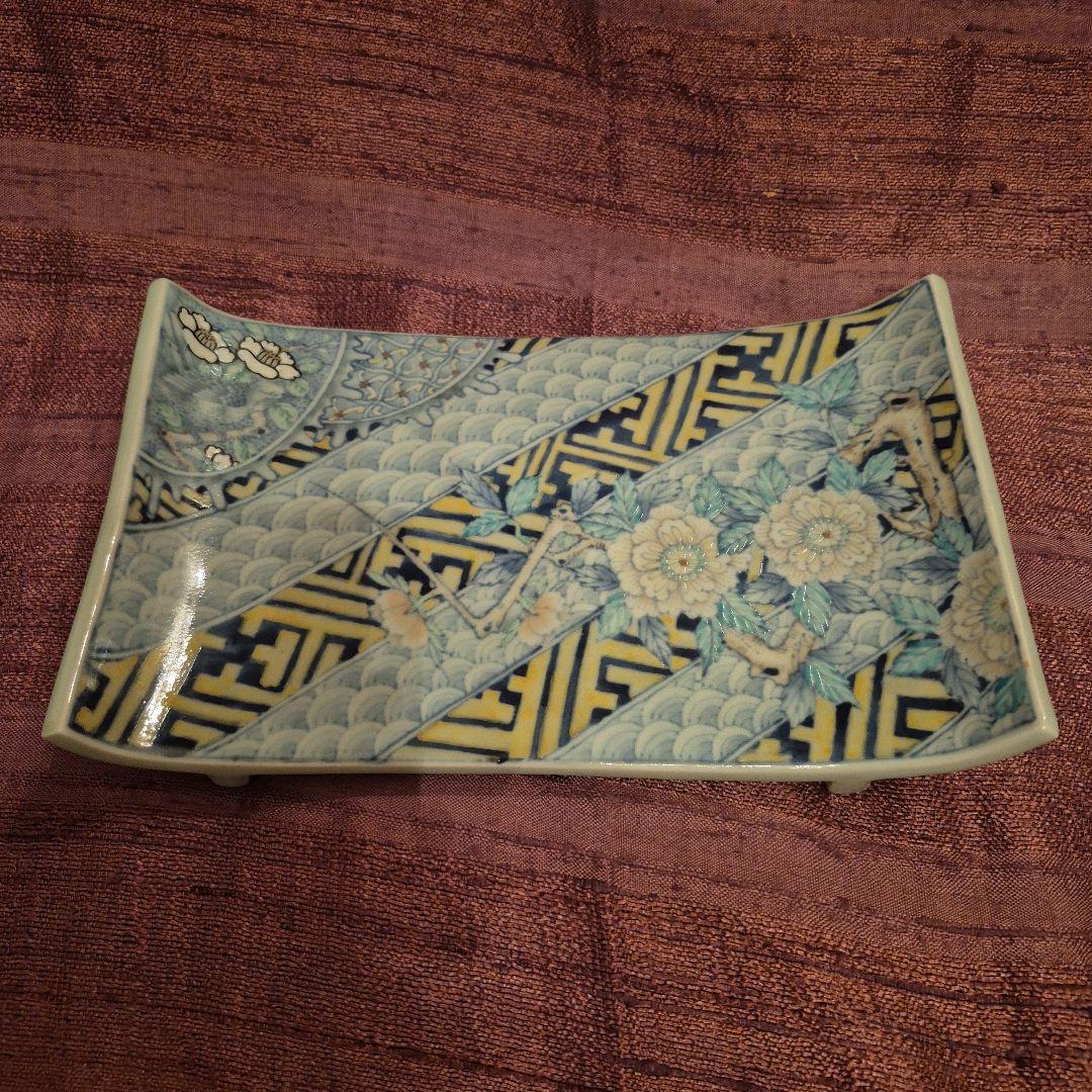 6代　佐藤走波　色絵足付長角皿