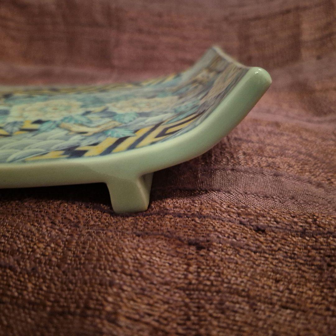 6代　佐藤走波　色絵足付長角皿