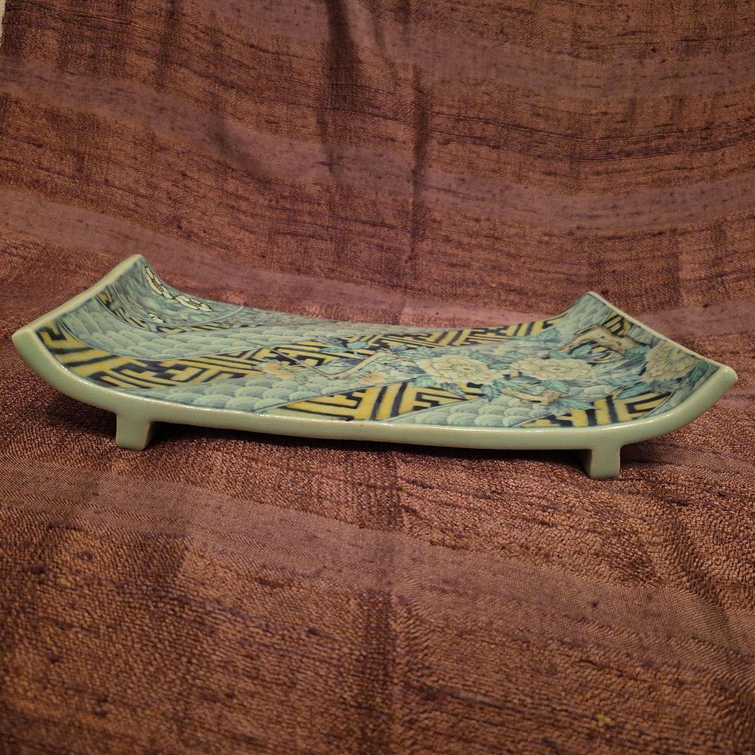 6代　佐藤走波　色絵足付長角皿