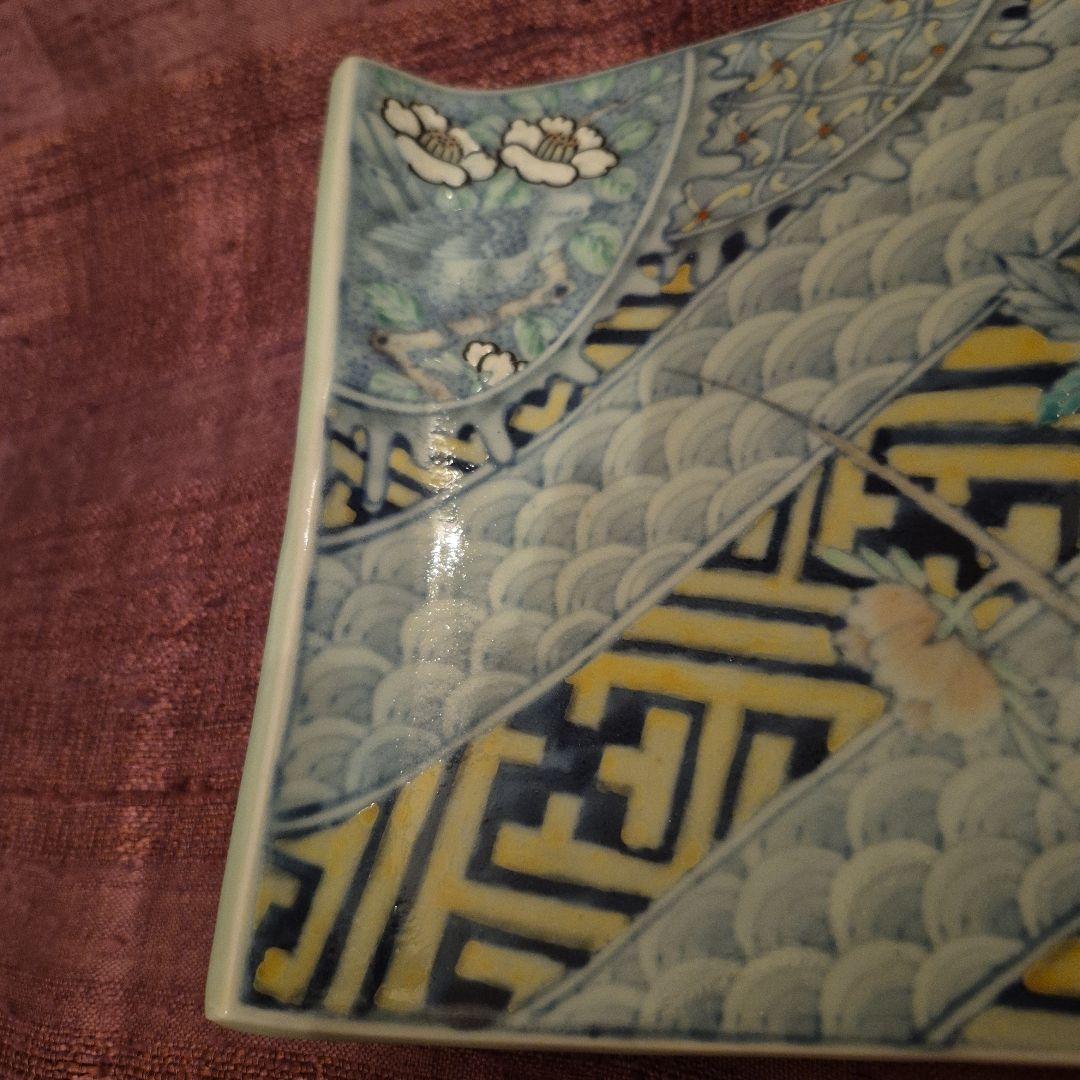 6代　佐藤走波　色絵足付長角皿