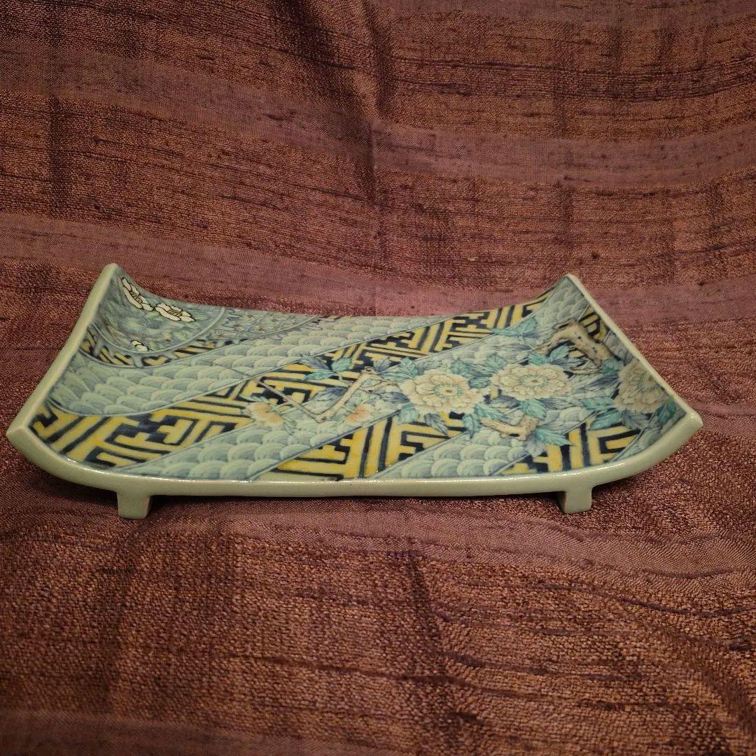 6代　佐藤走波　色絵足付長角皿