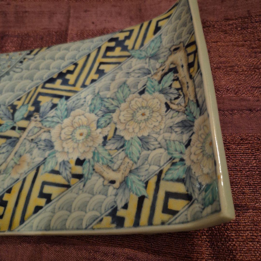 6代　佐藤走波　色絵足付長角皿