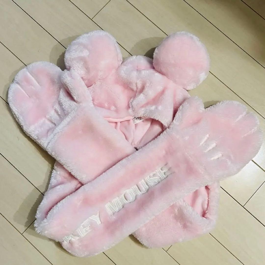 ミッキー マフラーファンキャップ 被り物 ディズニー ピンク ミニー