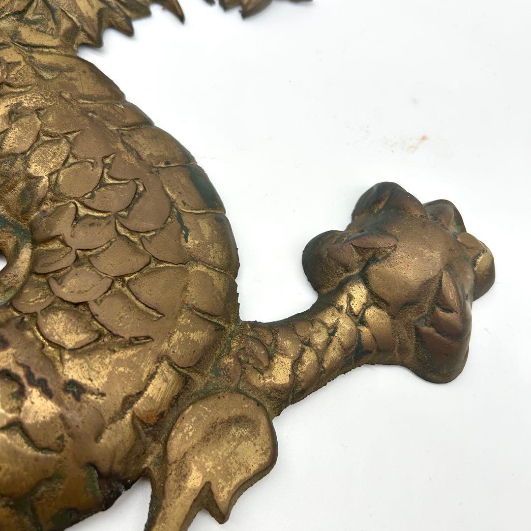 双龍浮彫一対 金属製 95.5cm 壁掛