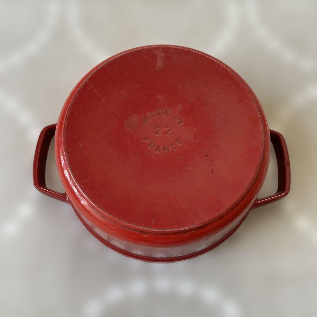 STAUB 赤 両手鍋 鋳鉄製