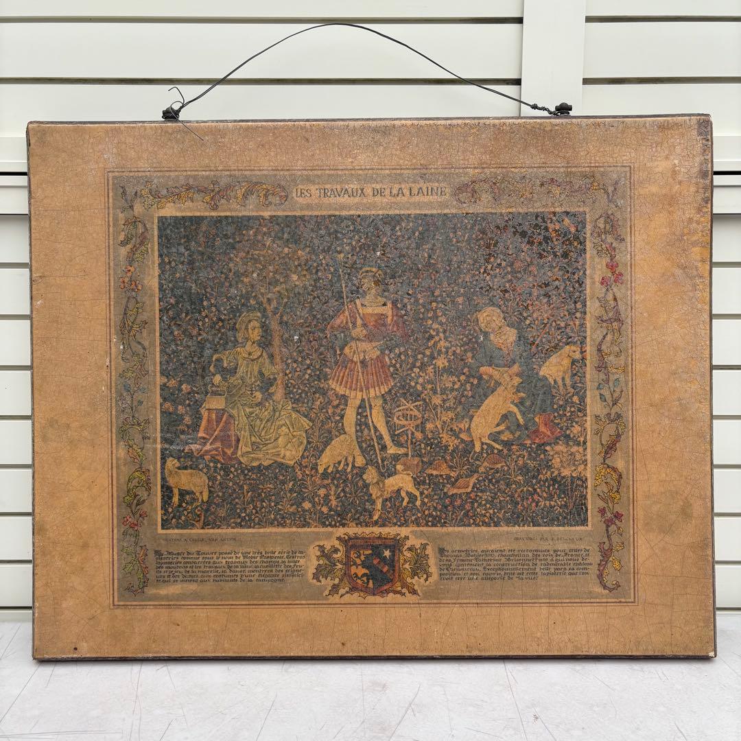 ビンテージ木製　壁掛け　絵画　ウォールデコ　ワールドビンテージ