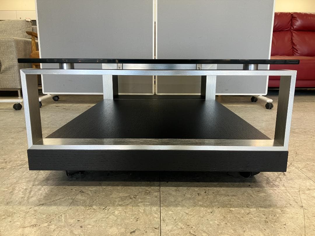 ガラスセンターテーブル キャスター付き ブラック