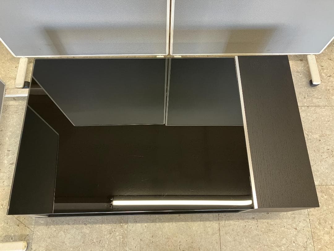 ガラスセンターテーブル キャスター付き ブラック