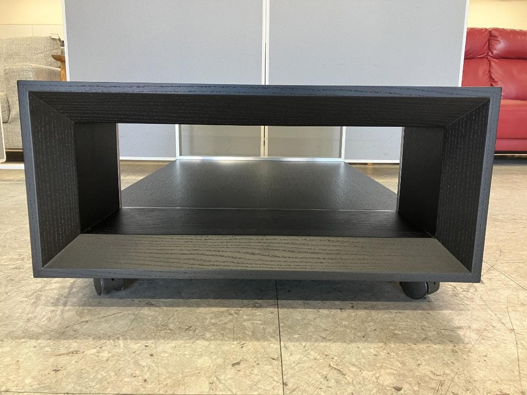 ガラスセンターテーブル キャスター付き ブラック