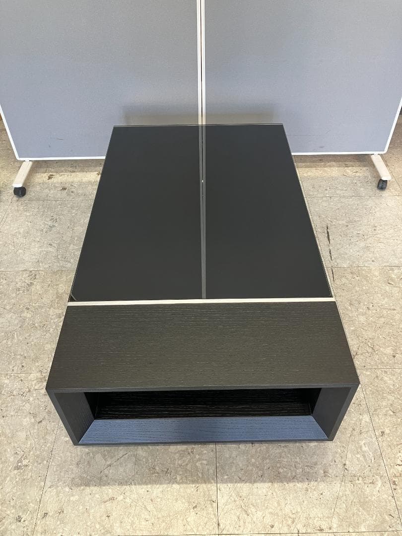 ガラスセンターテーブル キャスター付き ブラック