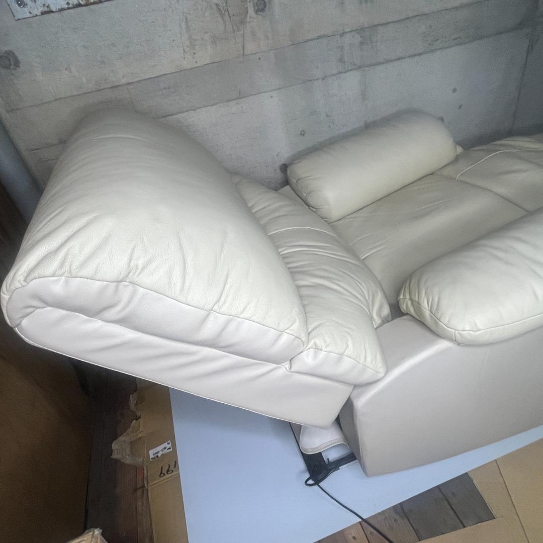 【動作◎】ニトリ 電動リクライニングソファ 1人がけ オゾン3 アイボリー 革