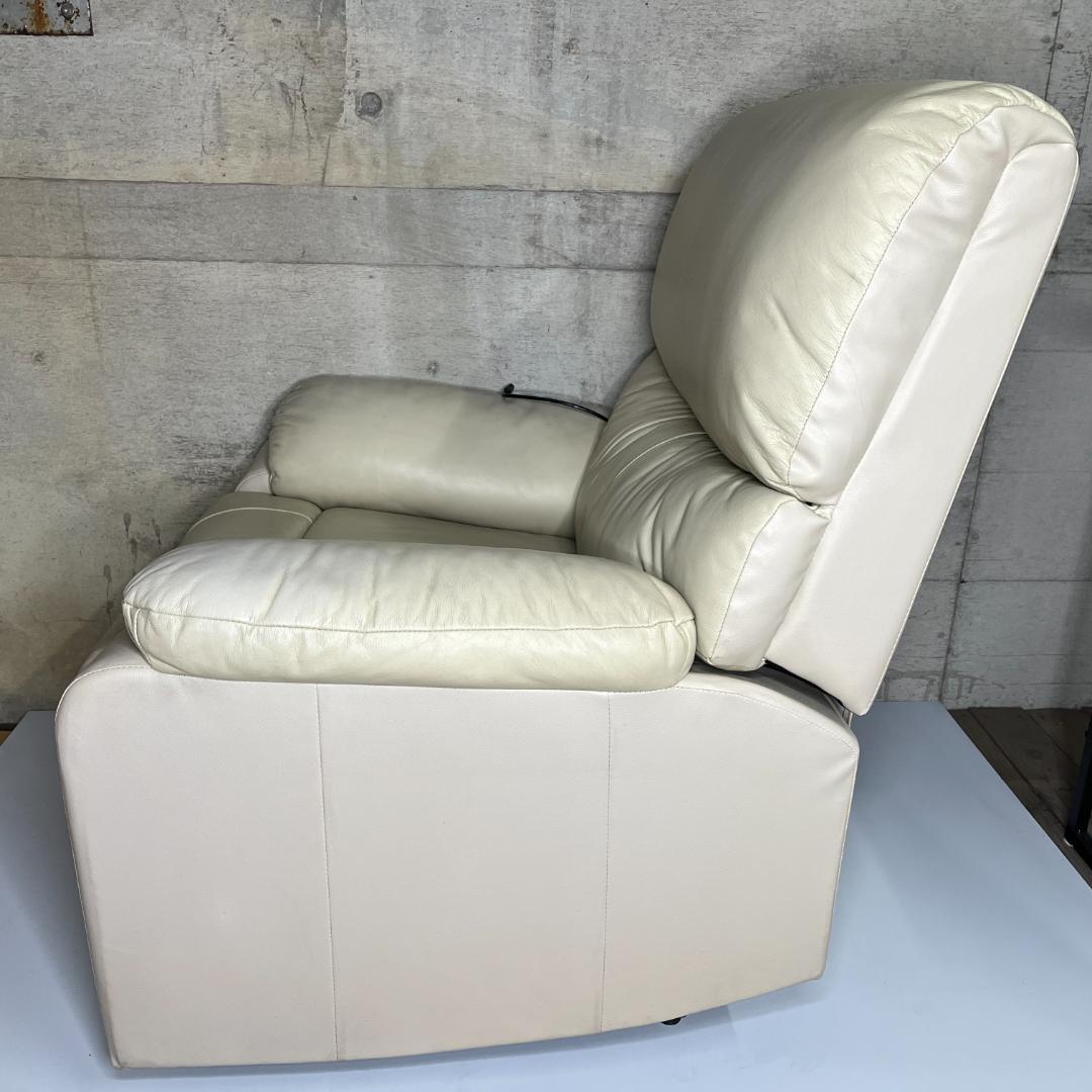 【動作◎】ニトリ 電動リクライニングソファ 1人がけ オゾン3 アイボリー 革