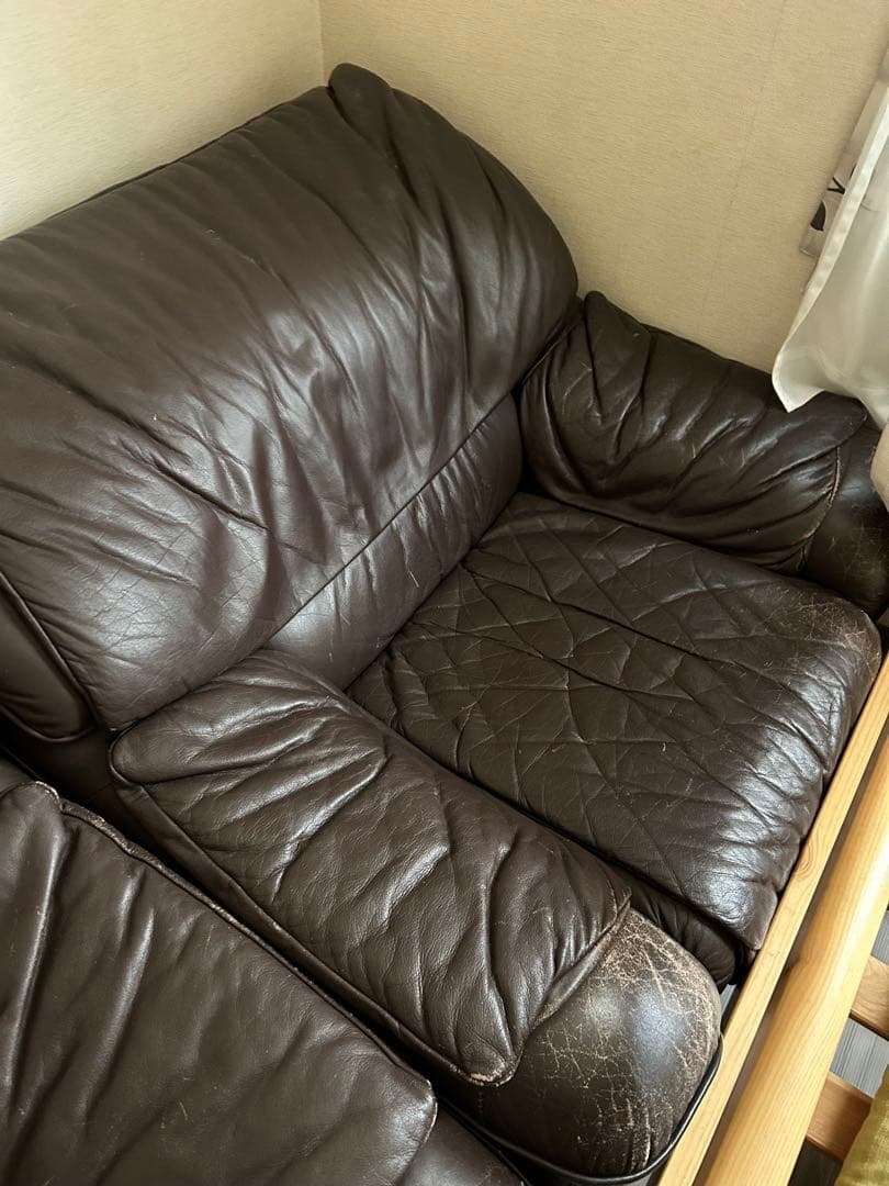 ダークブラウン 本革レザー 1人掛けソファ×2