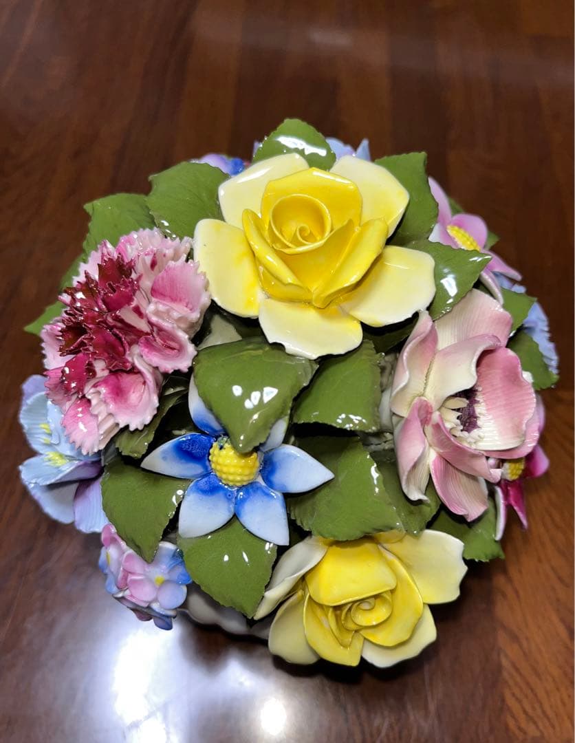 アンティーク　陶花　直径15cm 盛花　花7種　飾り　 