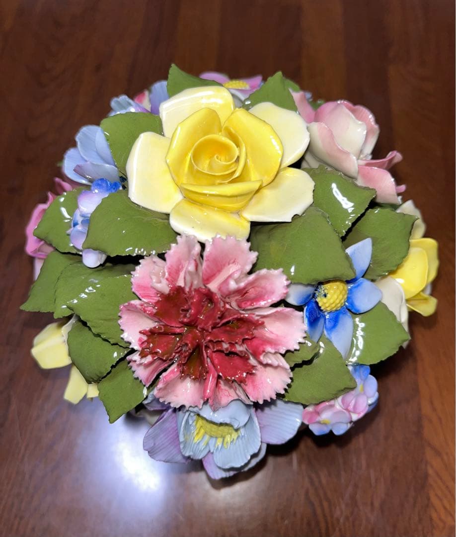 アンティーク　陶花　直径15cm 盛花　花7種　飾り　 