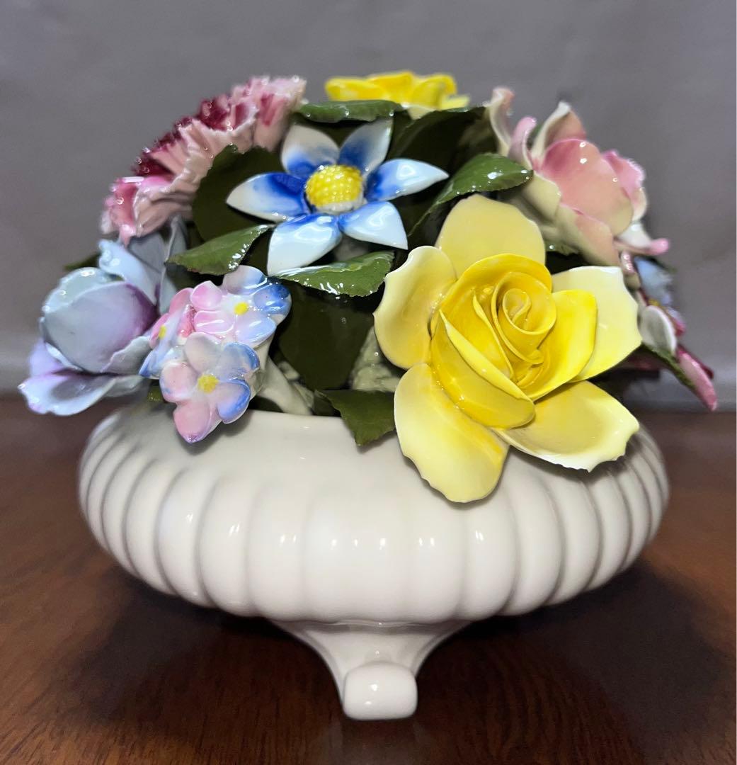 アンティーク　陶花　直径15cm 盛花　花7種　飾り　 
