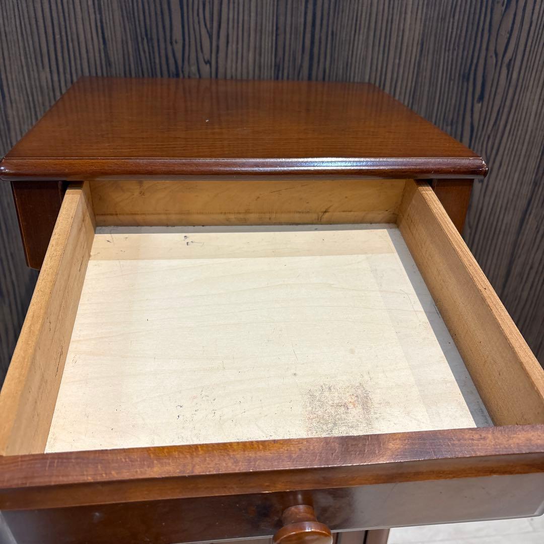 木製電話台 引き出し付き ブラウン