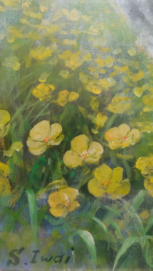 名作】額縁付き F10号 油絵 白馬 大雪渓