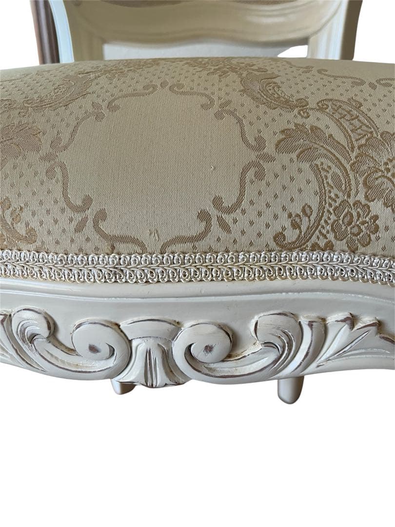 ダリア　バロックスタイル 猫脚　椅子　白　スツールセット