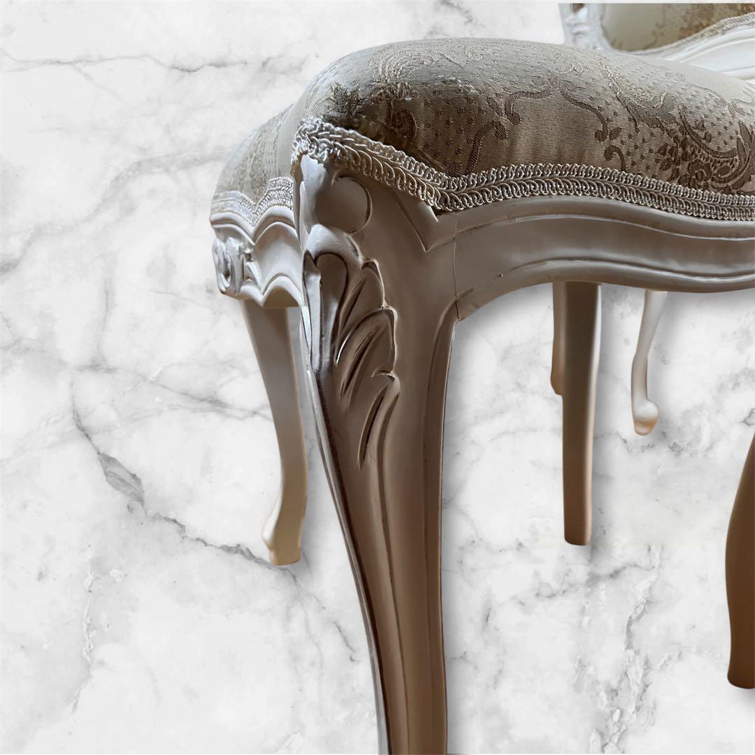 ダリア　バロックスタイル 猫脚　椅子　白　スツールセット