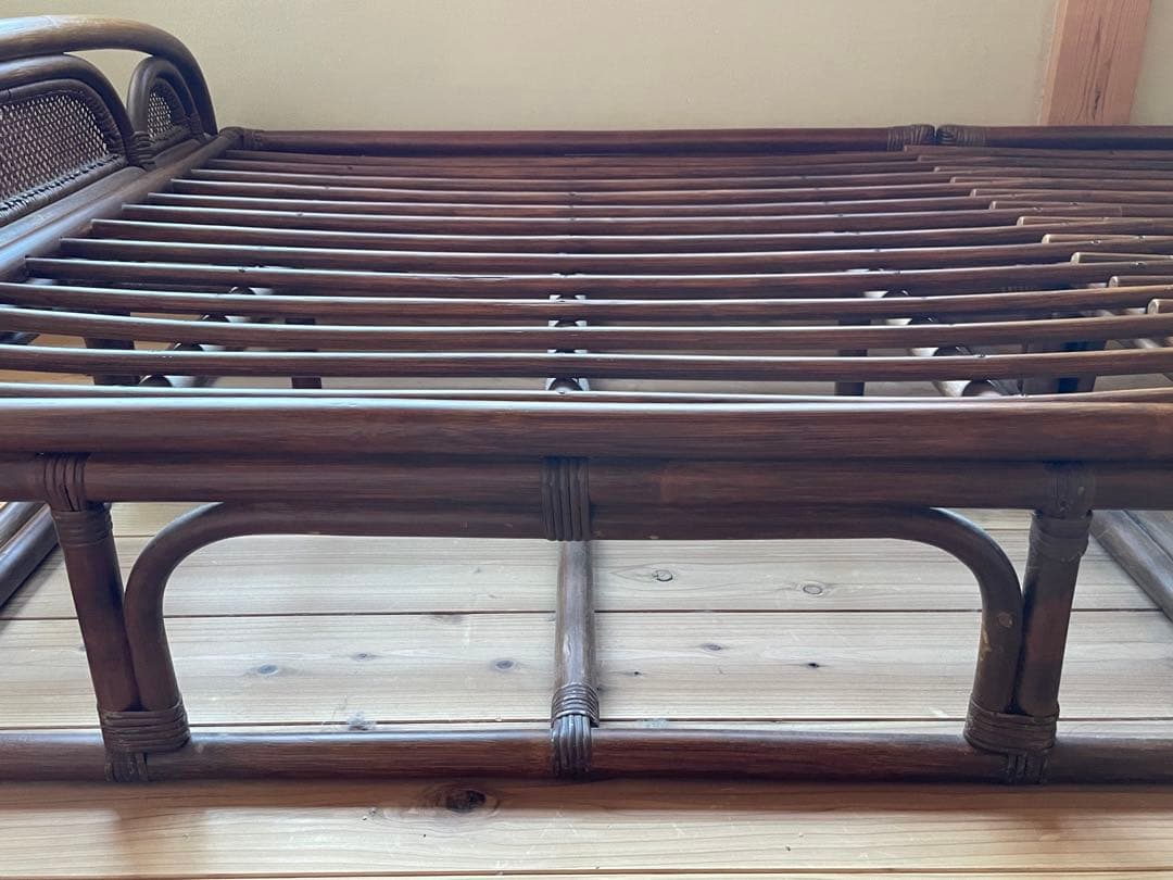 ラタン シングルベッドフレーム ブラウン