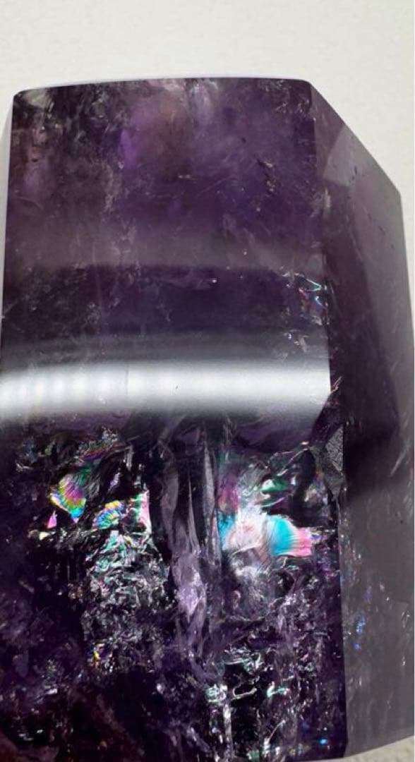 【アメジスト】天然石 六角柱 レインボー 原石 タワー型 約625g
