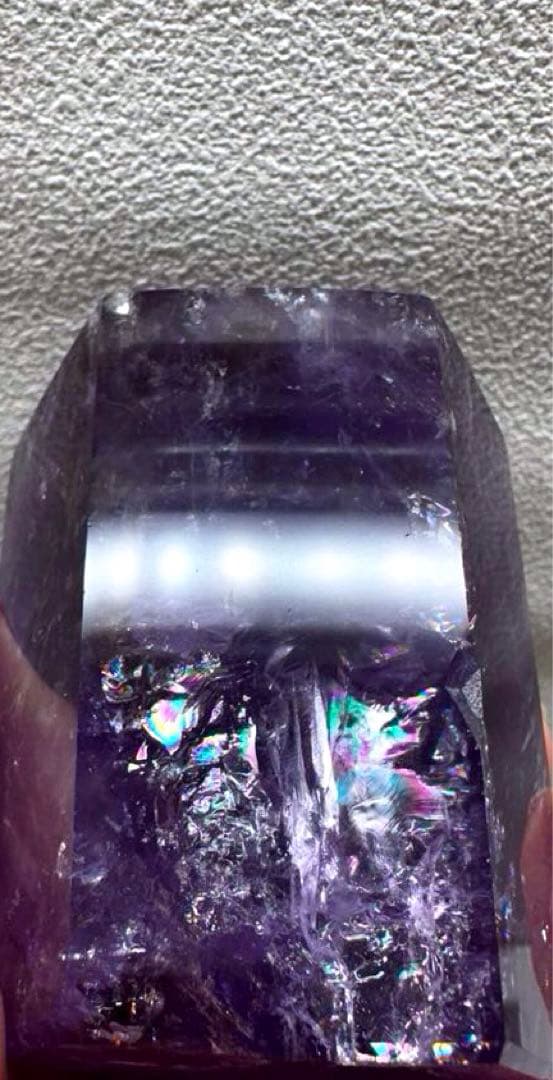 【アメジスト】天然石 六角柱 レインボー 原石 タワー型 約625g