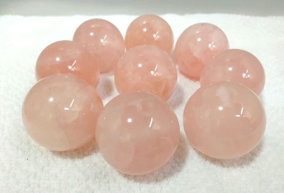 天然石 ローズクォーツ 40mm 35mm 大玉 ９個セット★バラ売り歓迎★