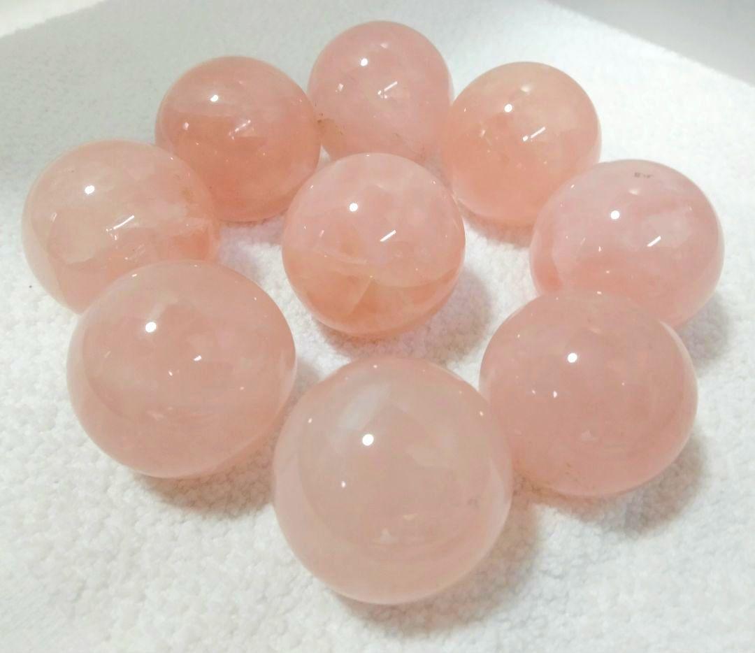 天然石 ローズクォーツ 40mm 35mm 大玉 ９個セット★バラ売り歓迎★