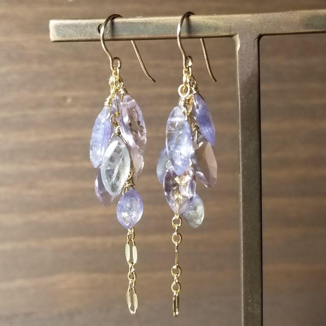 14kgfマーキス型アメトリン&バイカラータンザナイトピアス