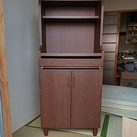 壁面収納 パソコンデスク ダークブラウン