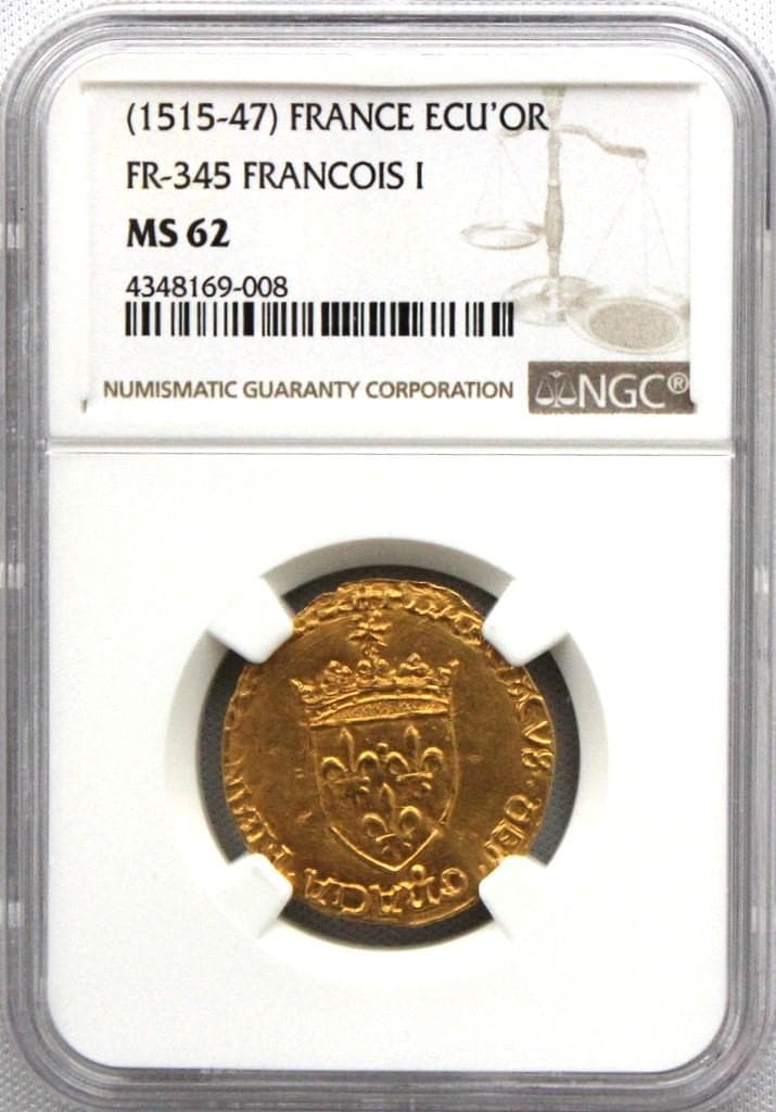1515-47年 フランス フランソワ1世 エキュドール 金貨 NGC MS62 - メルカリ
