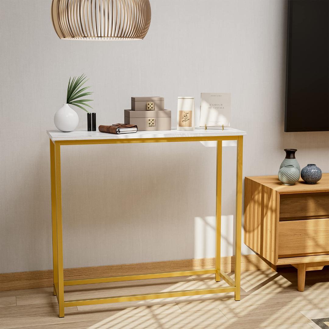 コンソールテーブル 玄関 カウンターサイドスリム 大理石柄