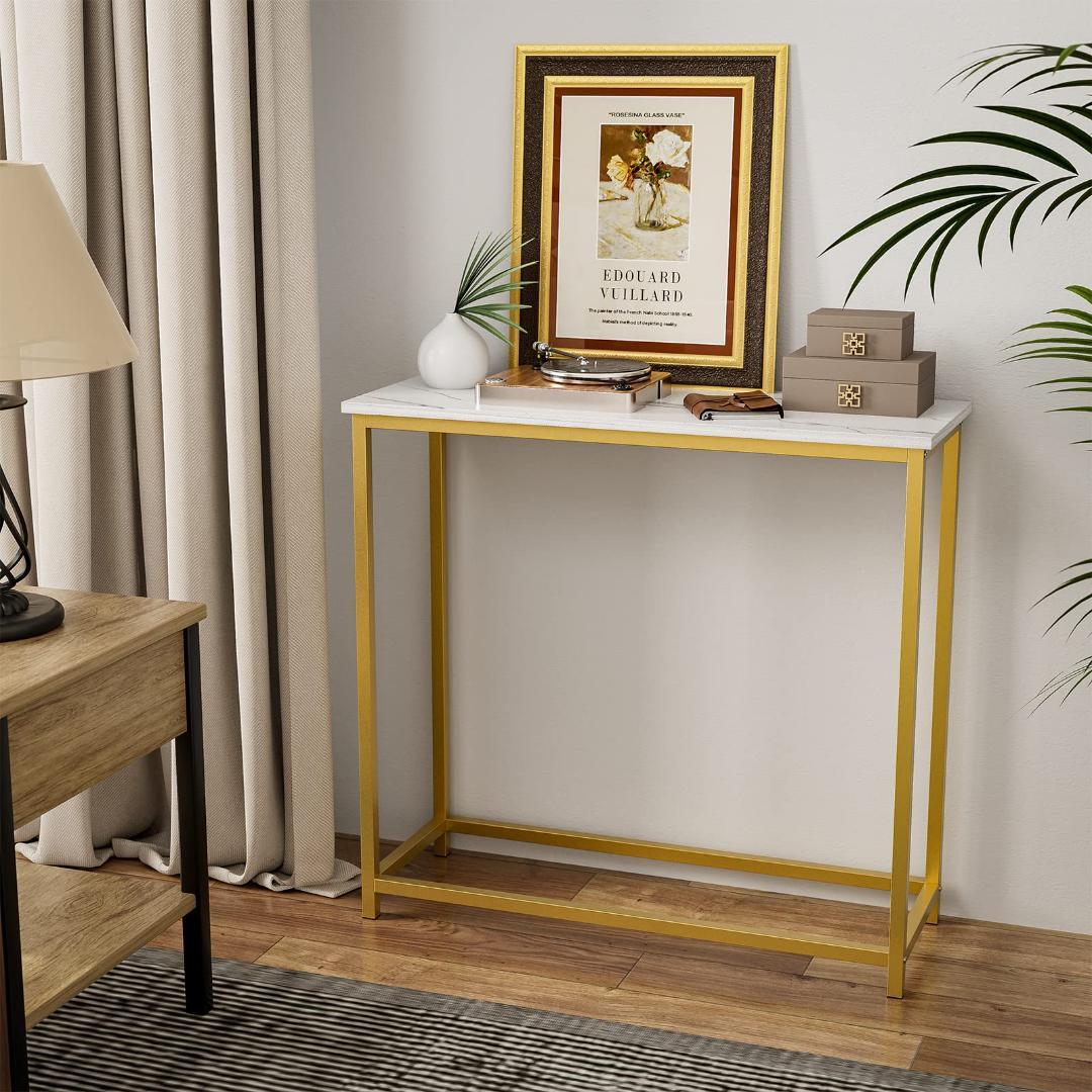 コンソールテーブル 玄関 カウンターサイドスリム 大理石柄