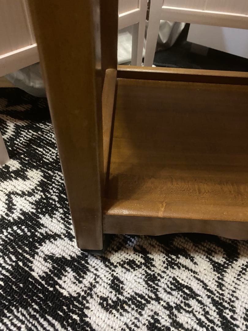 木製キッチンワゴン♦️タイル天板 チェッカー柄♦️ホワイト×ピンク♦️送料込