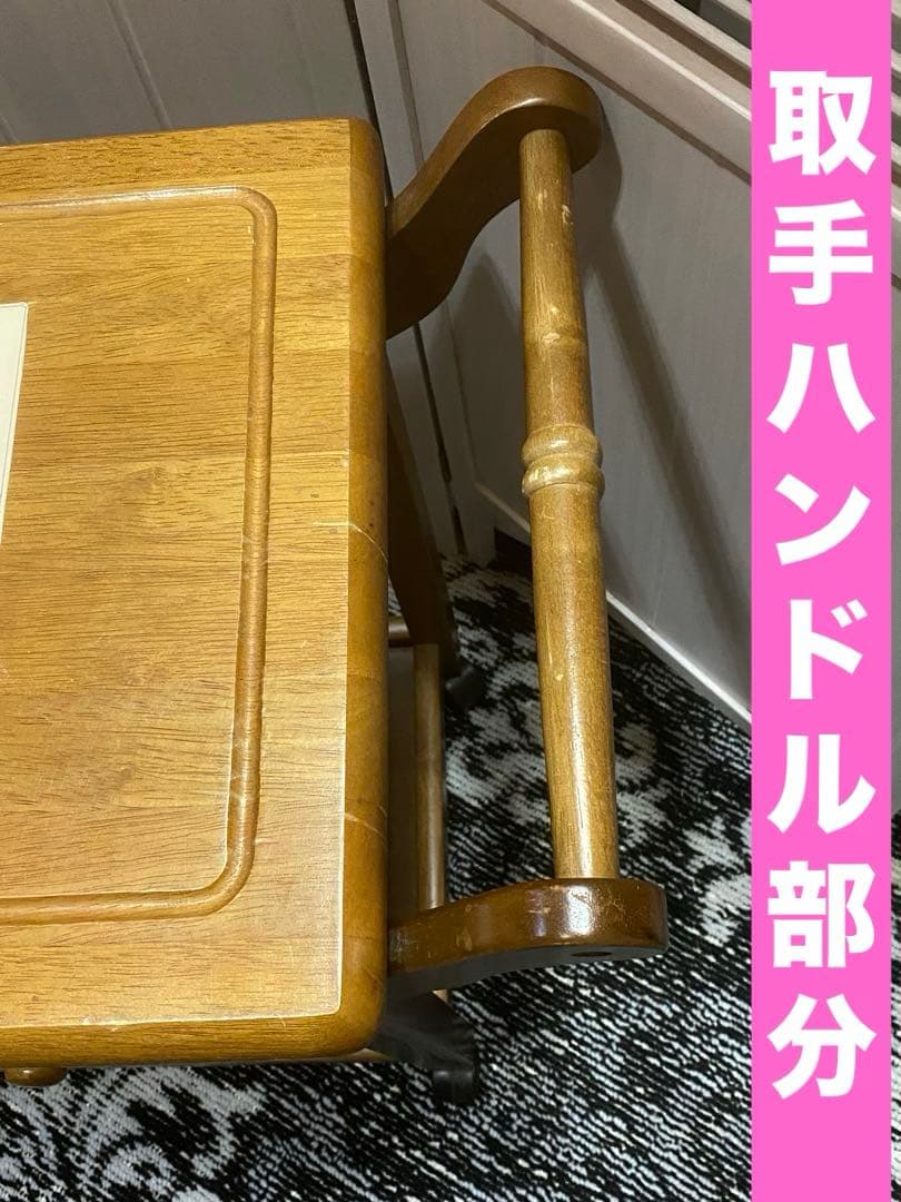 木製キッチンワゴン♦️タイル天板 チェッカー柄♦️ホワイト×ピンク♦️送料込