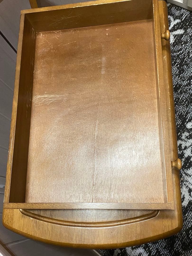 木製キッチンワゴン♦️タイル天板 チェッカー柄♦️ホワイト×ピンク♦️送料込