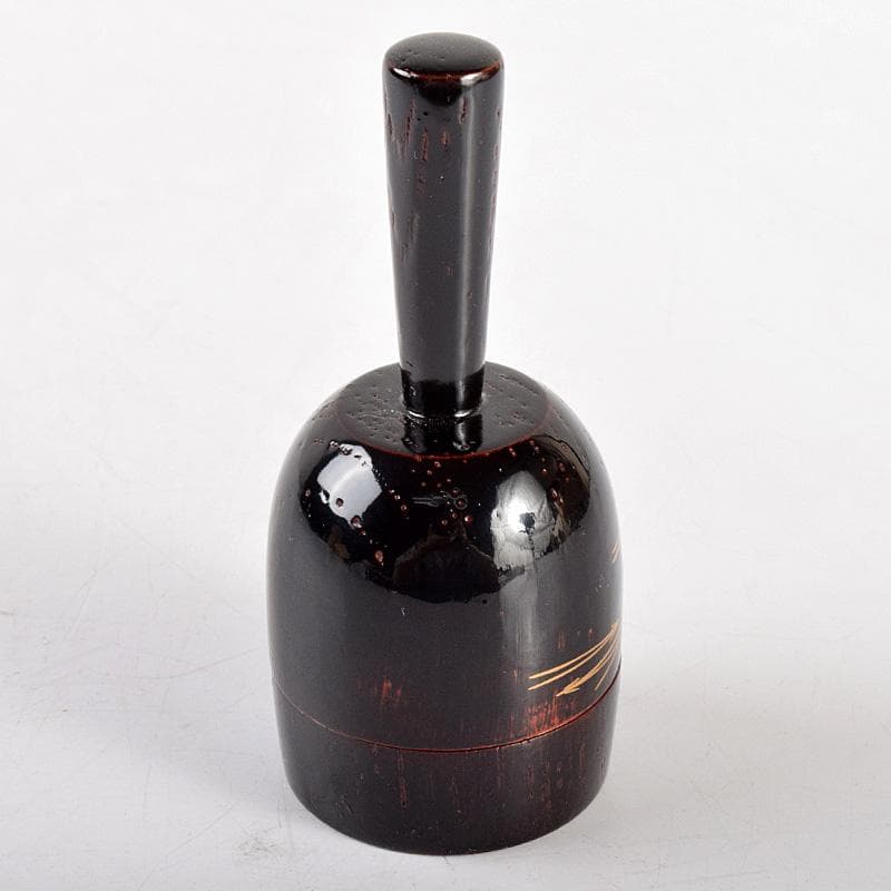 茶道具 光雲造 黒漆 金蒔絵鶴文 砧香合 紫野松長剛山極め箱 M R5031