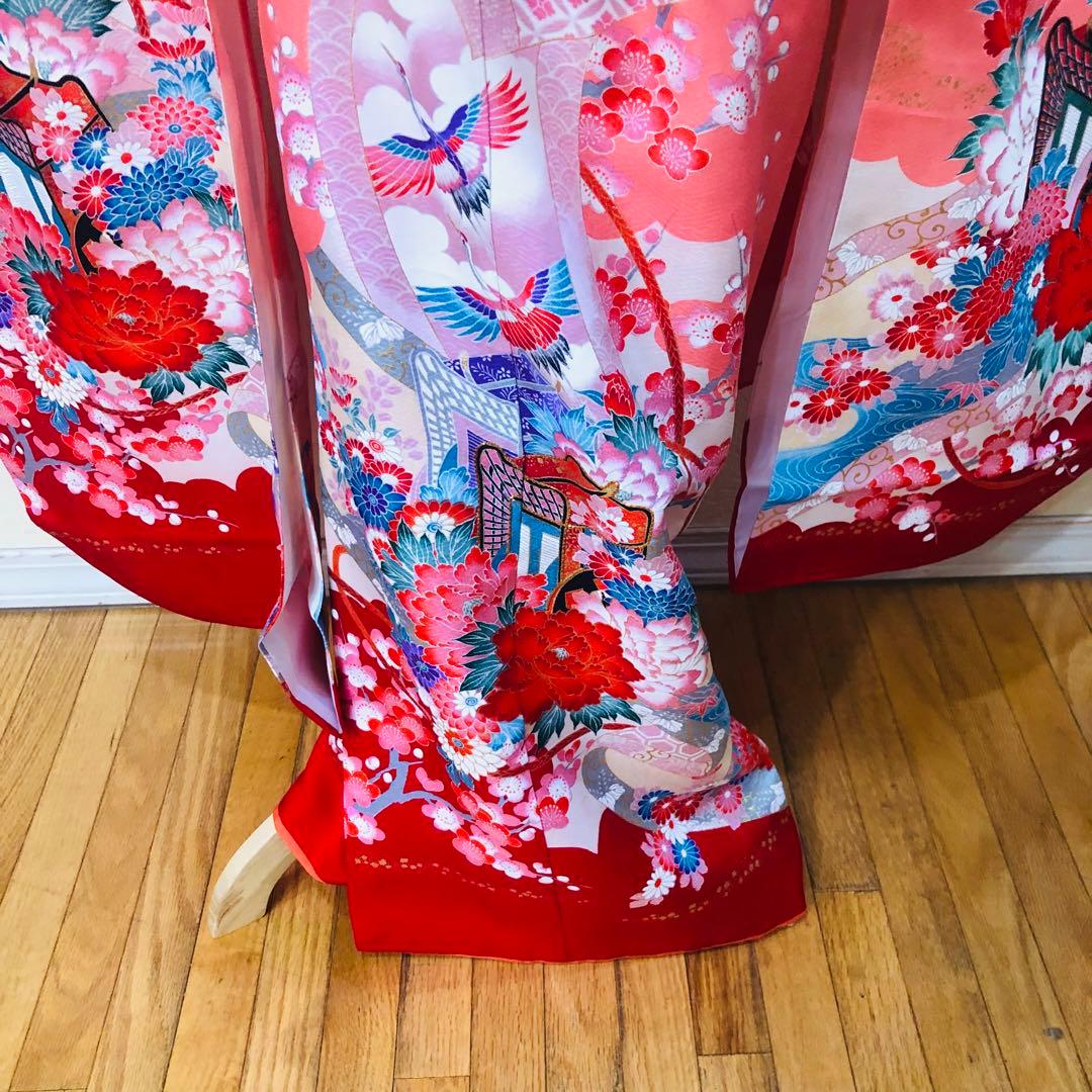 七五三 七歳‼️プリンセスならばピンク❤️豪華御所車手毬花々金彩金箔煌