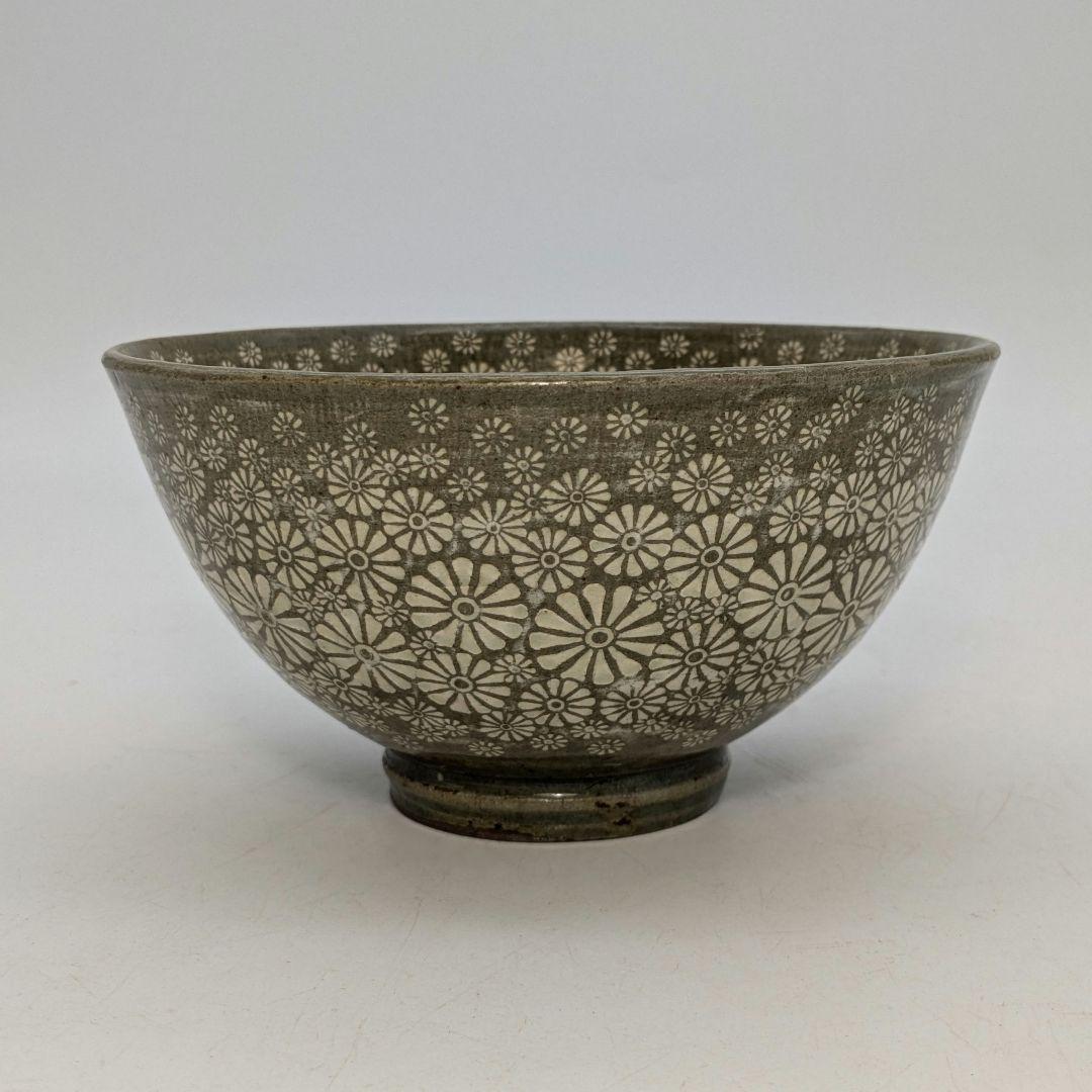 海青堂窯 鄭正黙 菊絵茶碗 共箱 高麗青磁 高麗茶碗 抹茶碗 抹茶茶碗