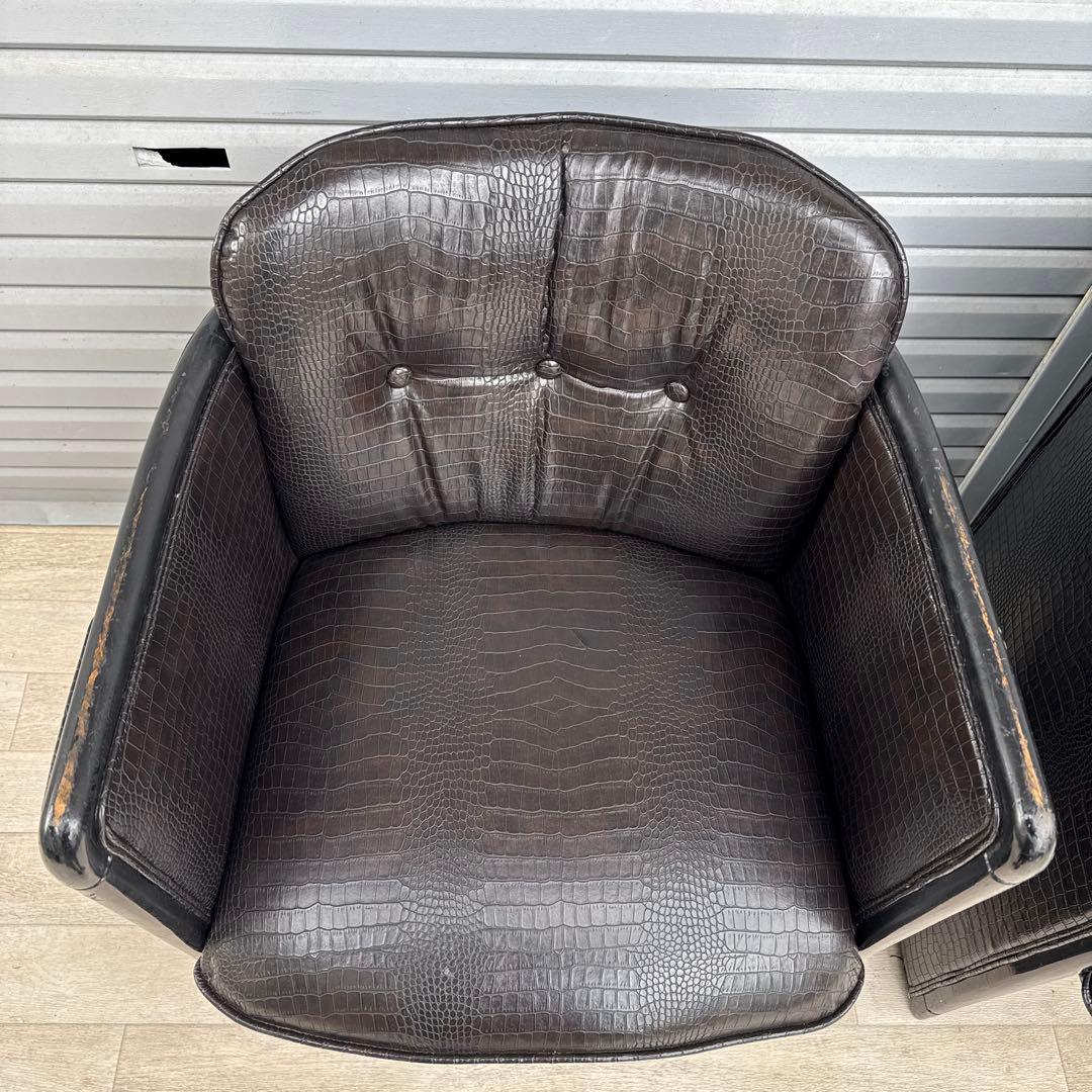 クロコダイル　型押し　シングルソファ　1人掛け　セット