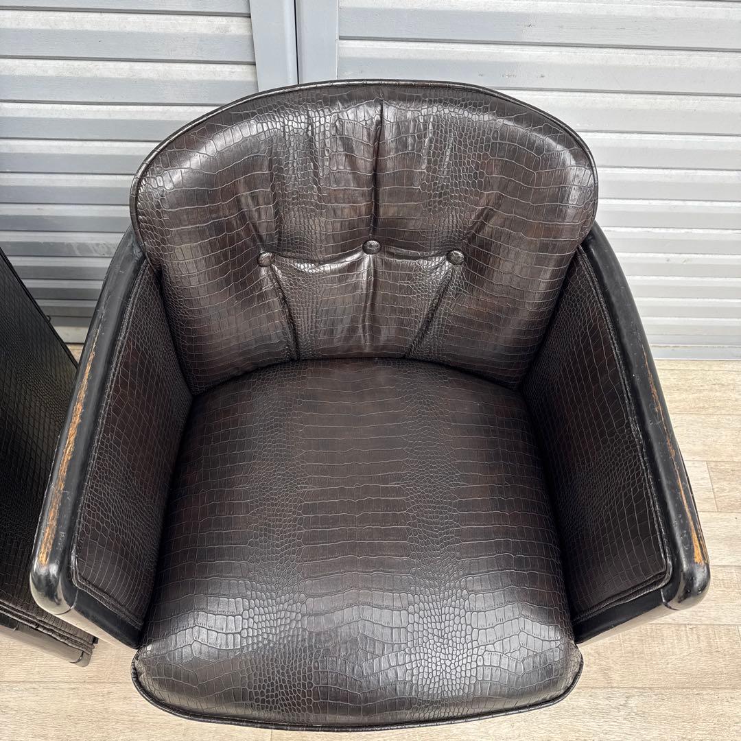 クロコダイル　型押し　シングルソファ　1人掛け　セット