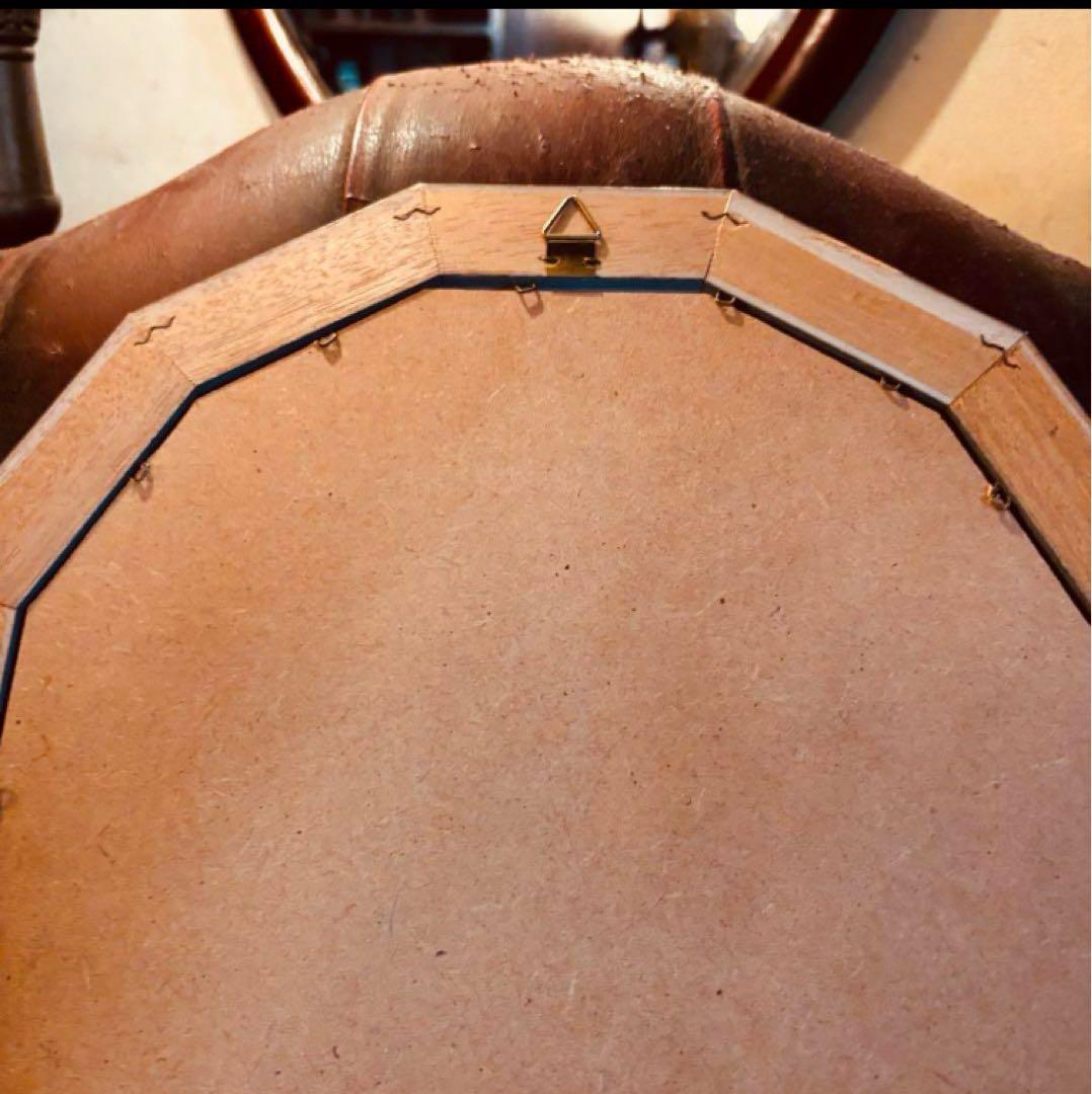 湯布院アンティーク イタリアウォールミラー八角形 凸ガラス 金彩装飾 ロココ姿鏡