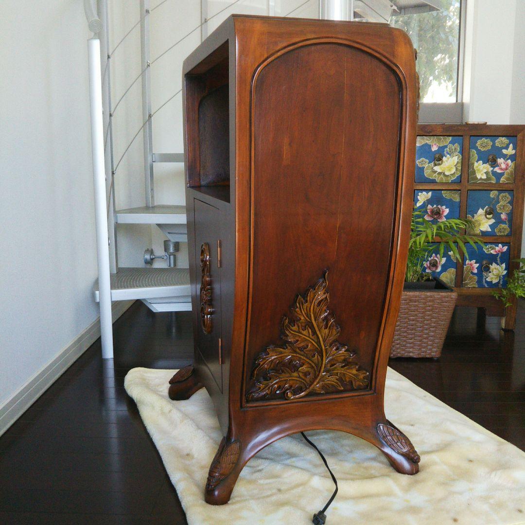 アンティーク コンソール 飾り棚 木製ステンドグラス サイドテーブル