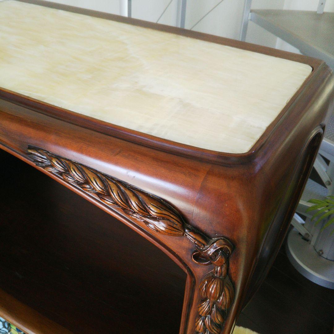 アンティーク コンソール 飾り棚 木製ステンドグラス サイドテーブル