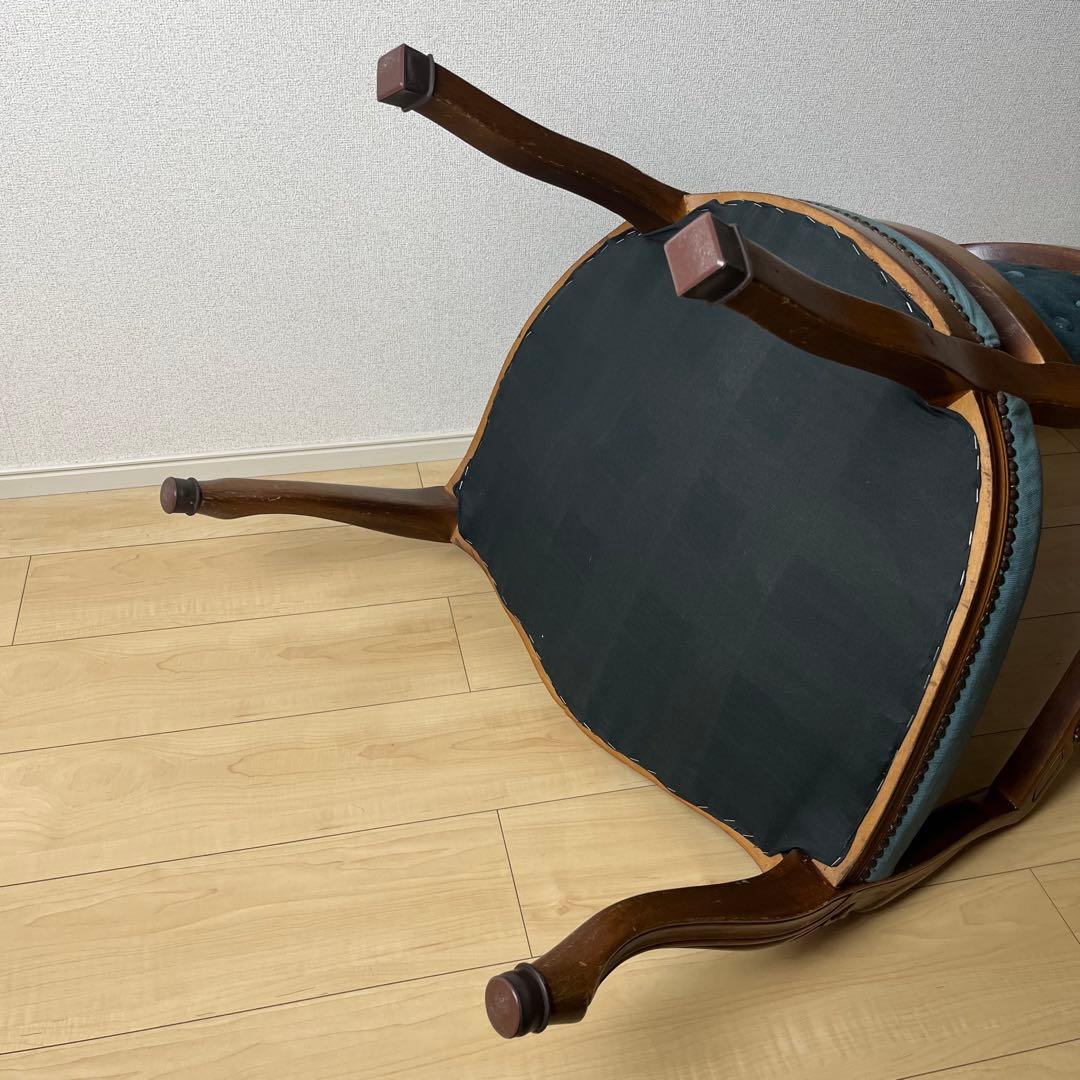 イギリス アンティーク 猫脚 肘掛け チェア コーデュロイ　ロココ調