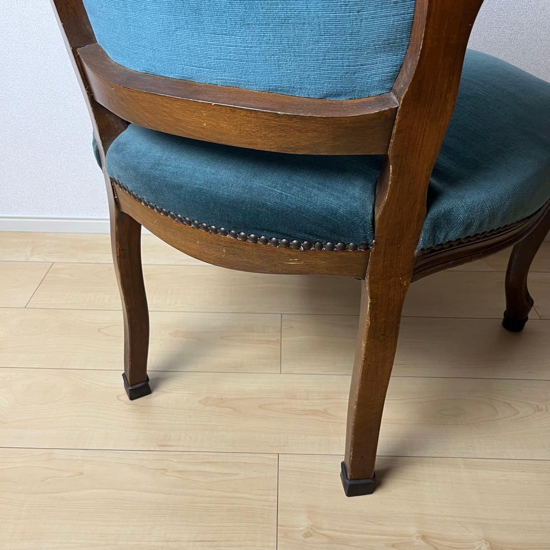 イギリス アンティーク 猫脚 肘掛け チェア コーデュロイ　ロココ調