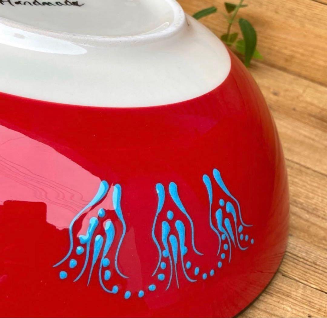 31.5cm☆新品☆【トルコ】陶器 特大サイズ ボウル ＊ 赤 ＊キュタフヤ＊